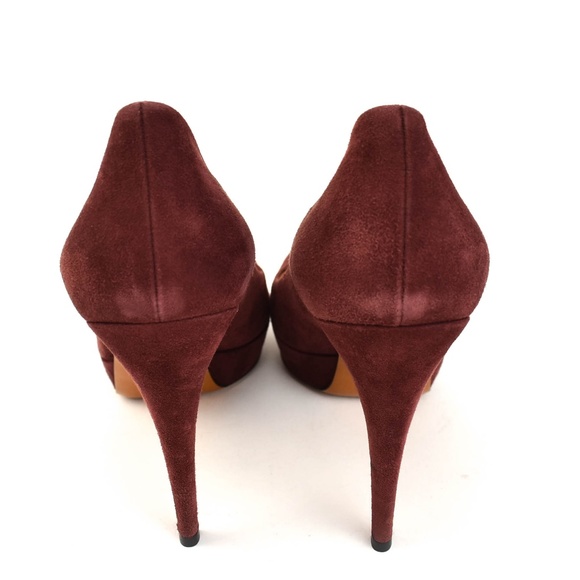 GUCCI: Burgundy, Leather Platform Heels/Pumps - Picture 5 of 8